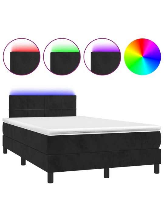 Box spring postel s matrací a LED černá 120x200 cm samet