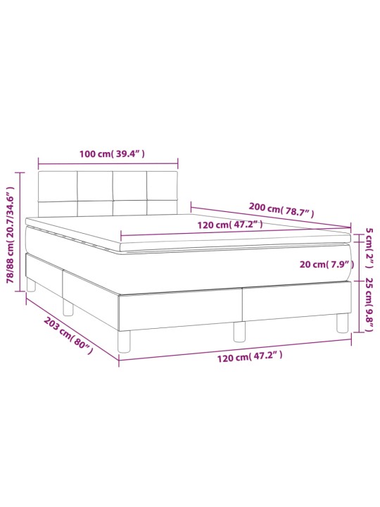 Box spring postel s matrací a LED černá 120x200 cm samet