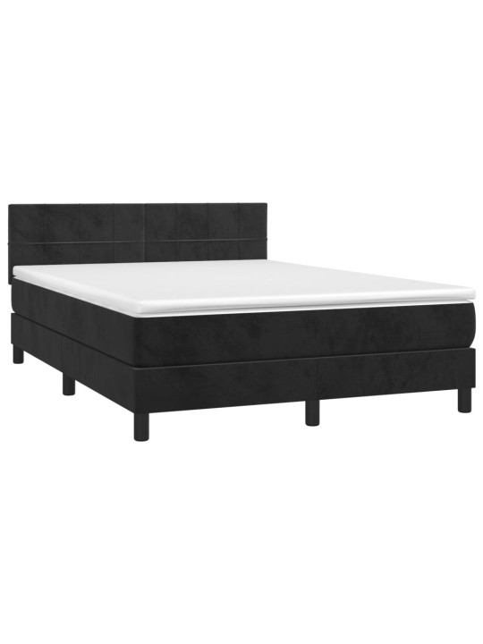 Box spring postel s matrací a LED černá 140x190 cm samet