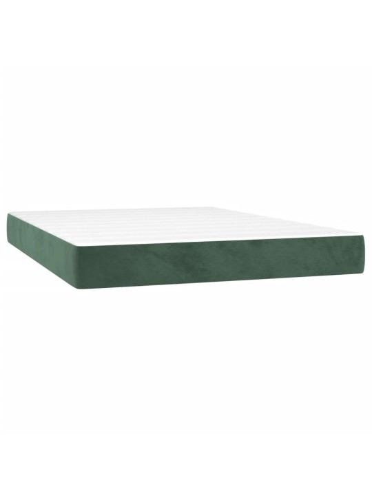 Box spring postel s matrací a LED tmavě zelená 140x190 cm samet