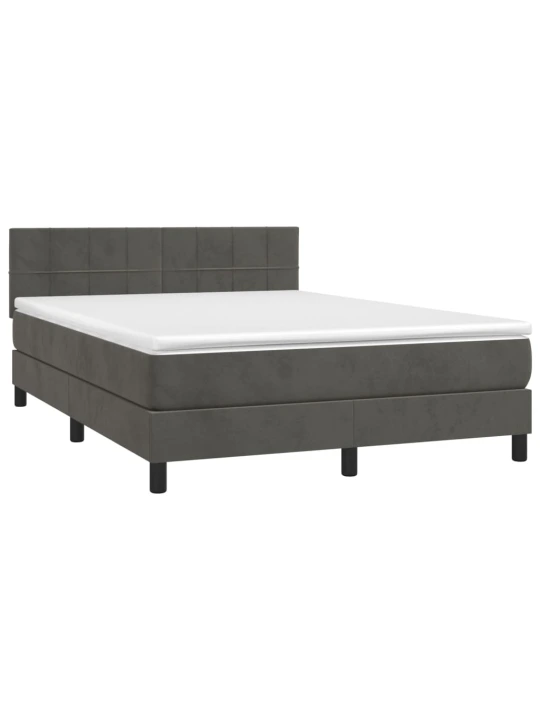 Box spring postel s matrací a LED tmavě šedá 140x200 cm samet