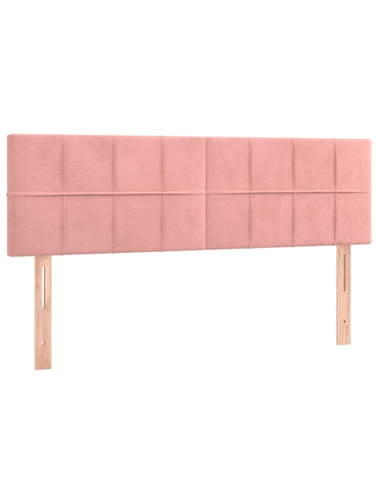 Box spring postel s matrací a LED růžová 140x200 cm samet