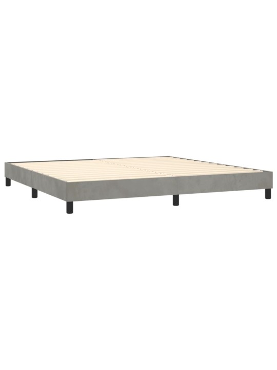 Box spring postel s matrací a LED světle šedá 200x200 cm samet