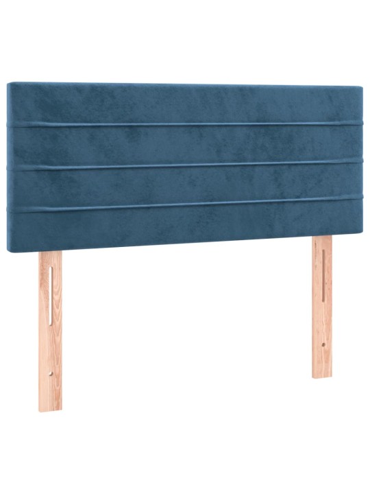 Box spring postel s matrací a LED tmavě modrá 80 x 200 cm samet