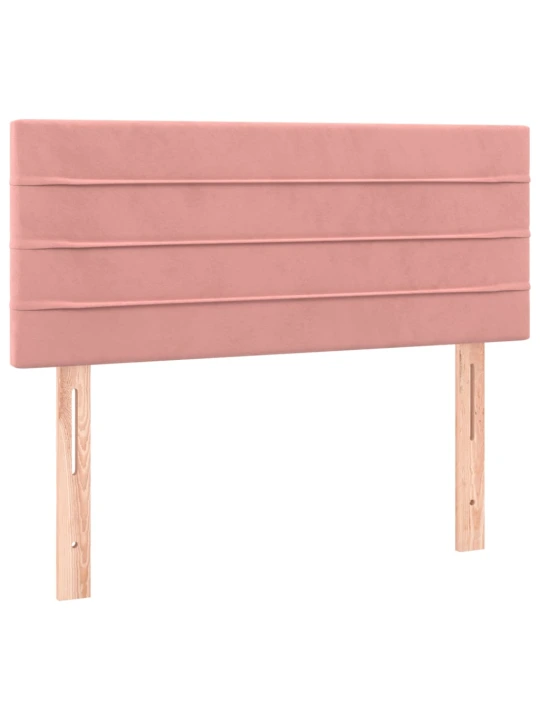 Box spring postel s matrací a LED růžová 90x190 cm samet