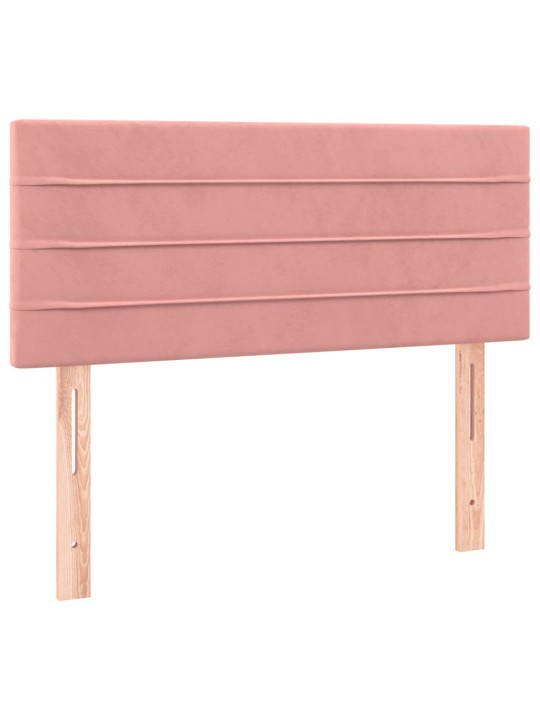 Box spring postel s matrací a LED růžová 90x200 cm samet