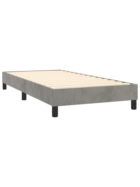 Box spring postel s matrací a LED světle šedá 100x200 cm samet