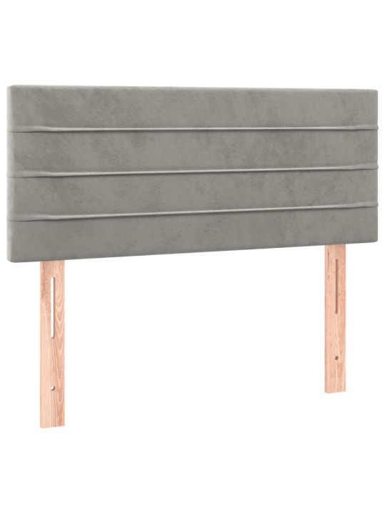 Box spring postel s matrací a LED světle šedá 100x200 cm samet