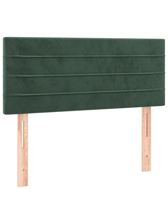 Box spring postel s matrací a LED tmavě zelená 100x200 cm samet