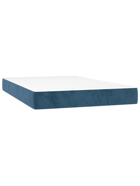 Box spring postel s matrací a LED tmavě modrá 120x200 cm samet