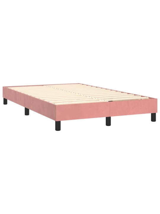 Box spring postel s matrací a LED růžová 120x200 cm samet