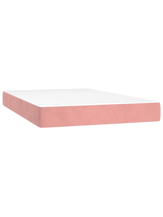 Box spring postel s matrací a LED růžová 120x200 cm samet