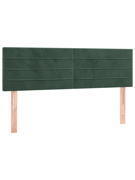 Box spring postel s matrací a led tmavě zelená 140x190 cm samet