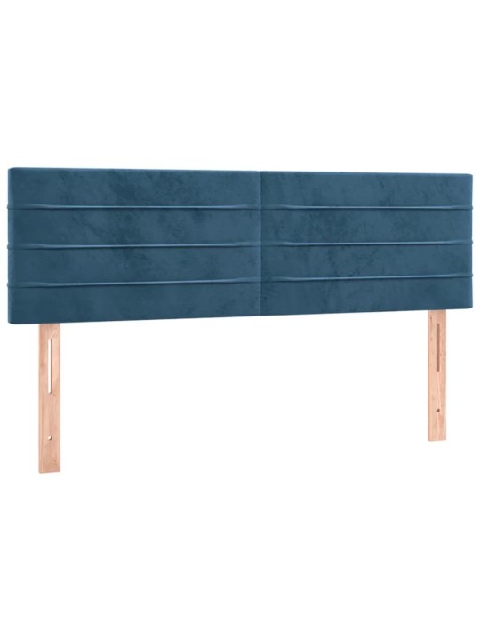 Box spring postel s matrací a led tmavě modrá 140x190 cm samet
