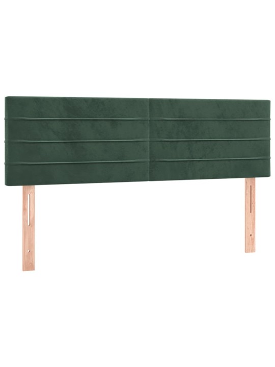 Box spring postel s matrací a led tmavě zelená 140x200 cm samet
