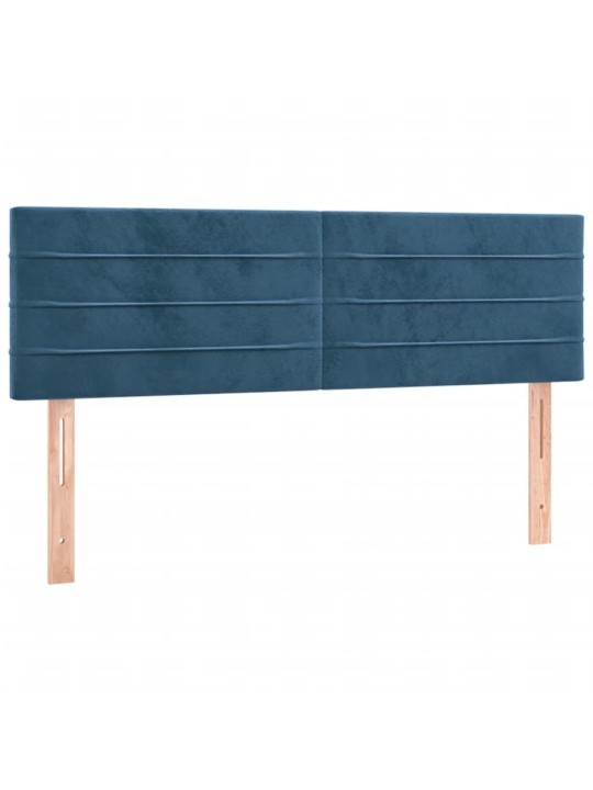 Box spring postel s matrací a led tmavě modrá 140x200 cm samet