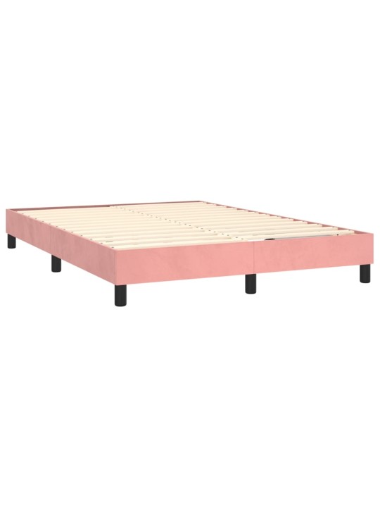 Box spring postel s matrací a LED růžová 140x200 cm samet