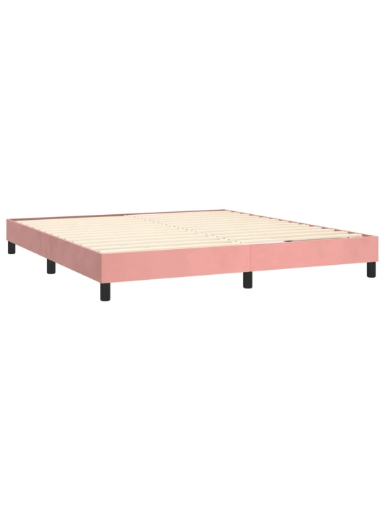 Box spring postel s matrací a LED růžová 160x200 cm samet