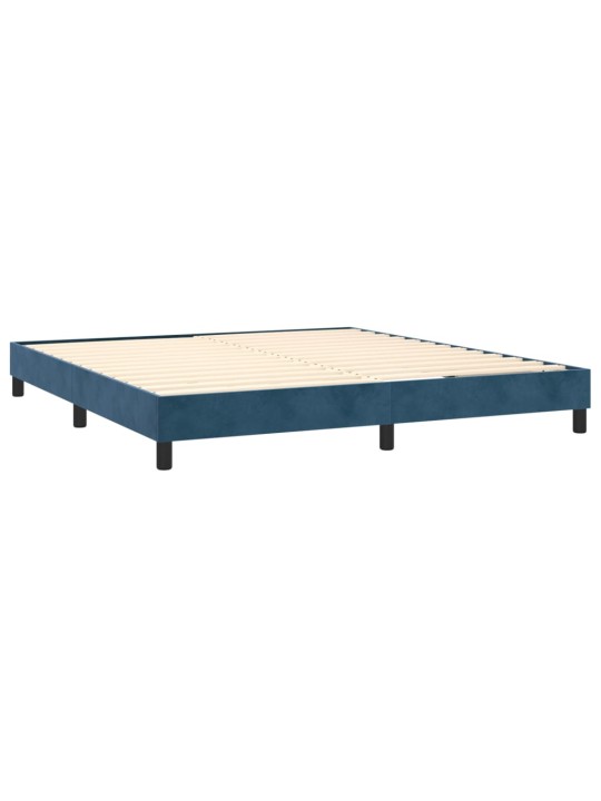 Box spring postel s matrací a LED tmavě modrá 180x200 cm samet