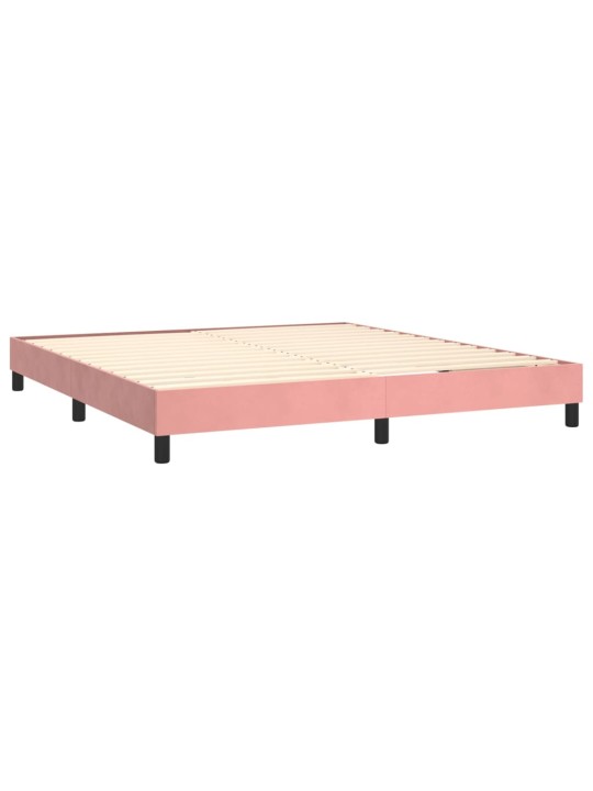 Box spring postel s matrací a LED růžová 180x200 cm samet
