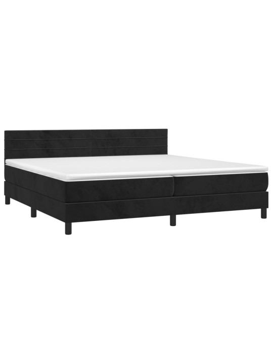 Box spring postel s matrací a LED černá 200x200 cm samet