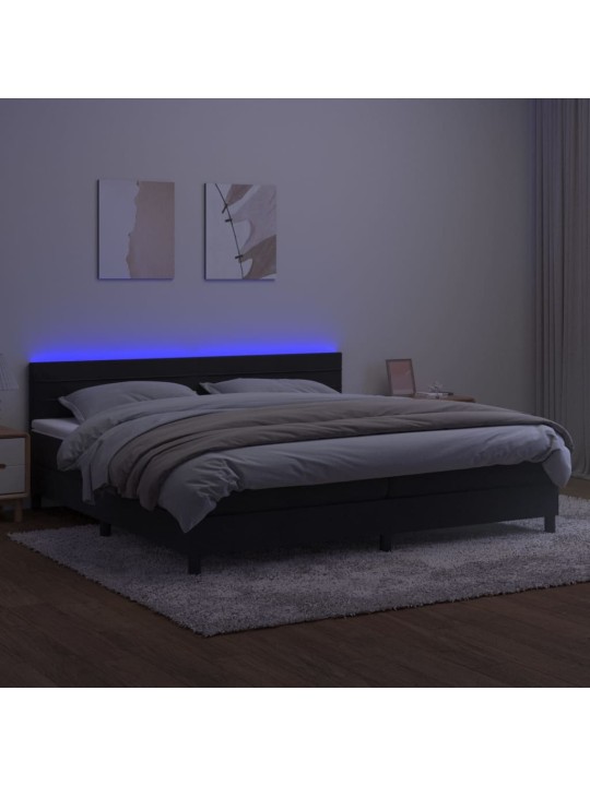 Box spring postel s matrací a LED černá 200x200 cm samet