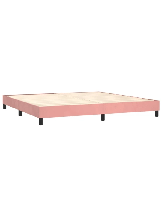 Box spring postel s matrací a LED růžová 200x200 cm samet