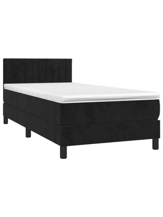 Box spring postel s matrací a LED černá 80 x 200 cm samet