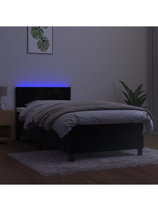 Box spring postel s matrací a LED černá 80 x 200 cm samet