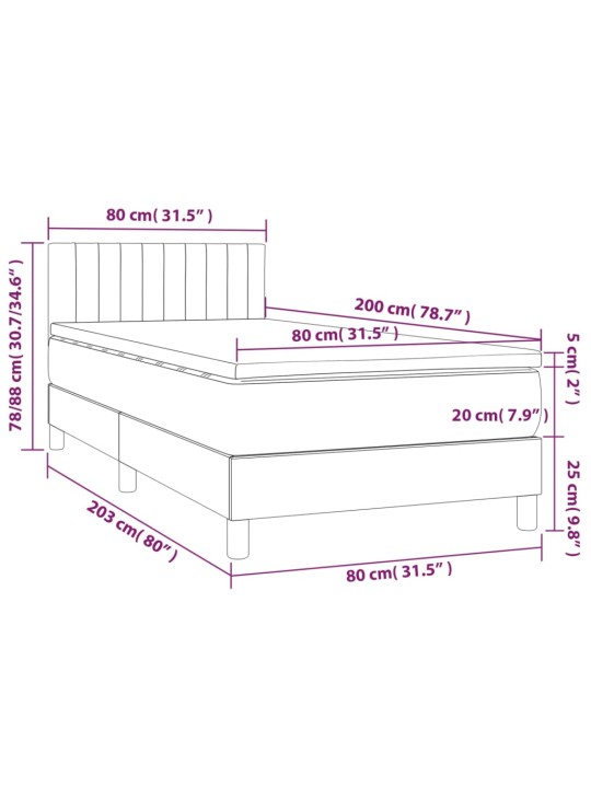 Box spring postel s matrací a LED černá 80 x 200 cm samet