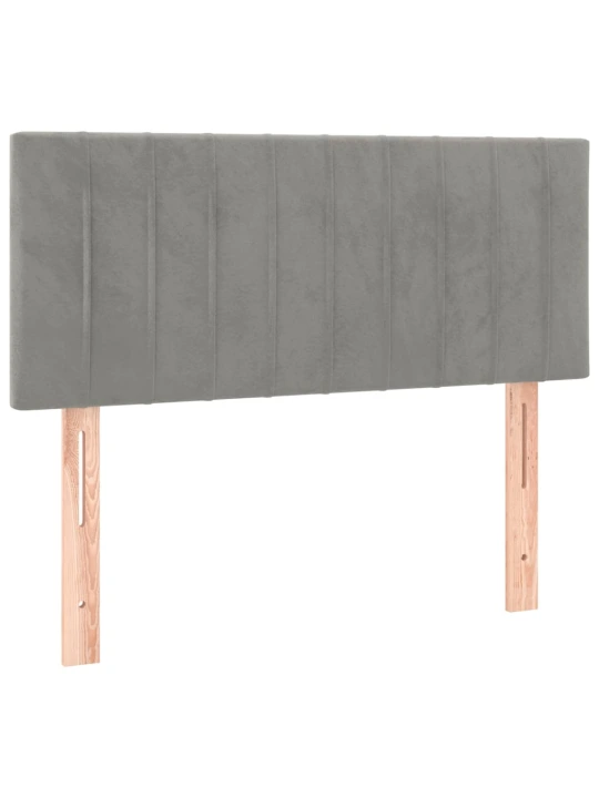 Box spring postel s matrací a LED světle šedá 90x200 cm samet