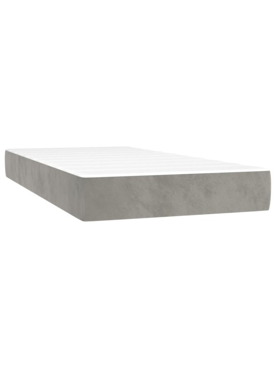 Box spring postel s matrací a LED světle šedá 100x200 cm samet