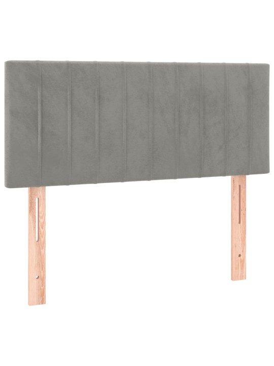 Box spring postel s matrací a LED světle šedá 100x200 cm samet