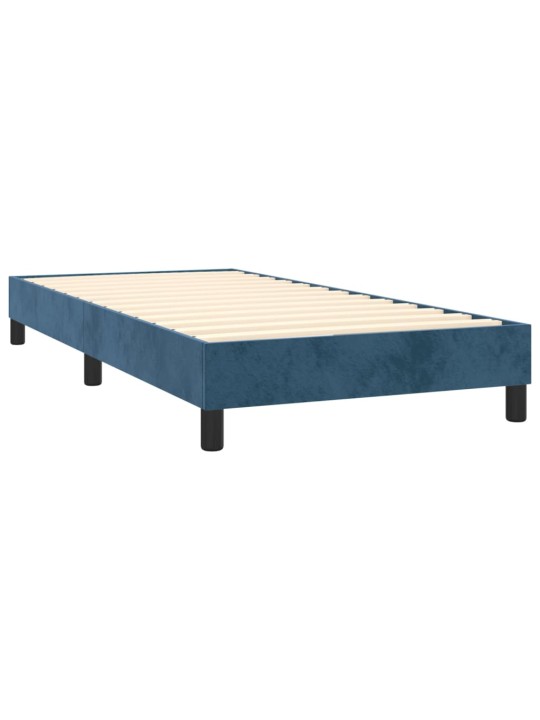 Box spring postel s matrací a LED tmavě modrá 100x200 cm samet