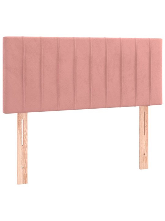 Box spring postel s matrací a LED růžová 100x200 cm samet