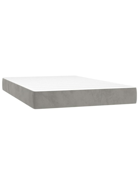 Box spring postel s matrací a LED světle šedá 120x200 cm samet
