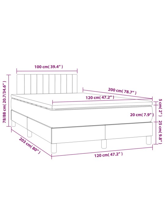 Box spring postel s matrací a LED černá 120x200 cm samet