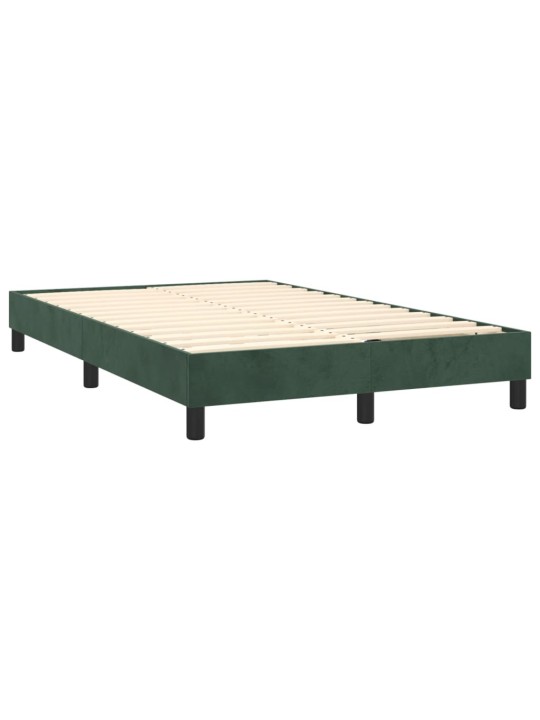 Box spring postel s matrací a led tmavě zelená 120x200 cm samet