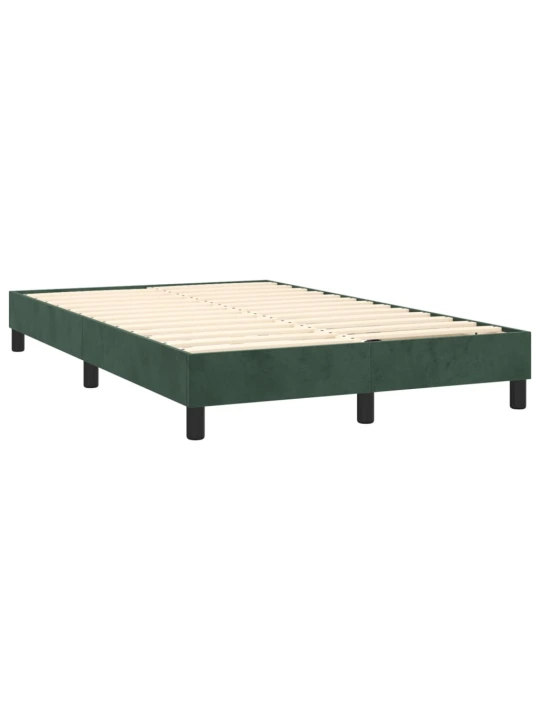 Box spring postel s matrací a led tmavě zelená 120x200 cm samet