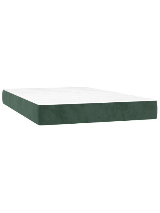 Box spring postel s matrací a led tmavě zelená 120x200 cm samet