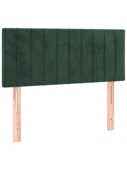 Box spring postel s matrací a led tmavě zelená 120x200 cm samet