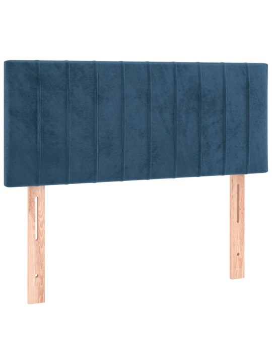 Box spring postel s matrací a LED tmavě modrá 120x200 cm samet