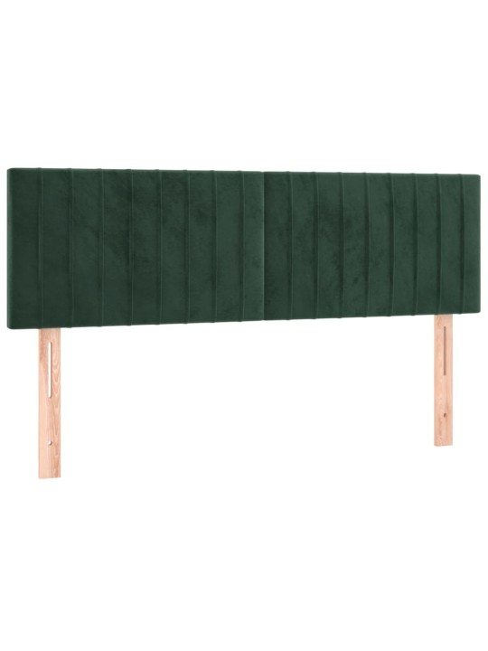 Box spring postel s matrací a LED tmavě zelená 140x200 cm samet