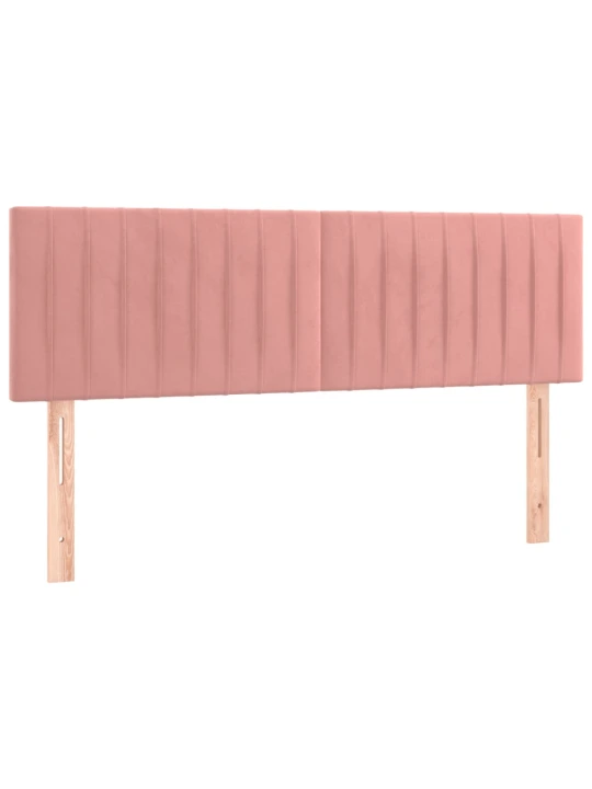 Box spring postel s matrací a led růžová 140x200 cm samet