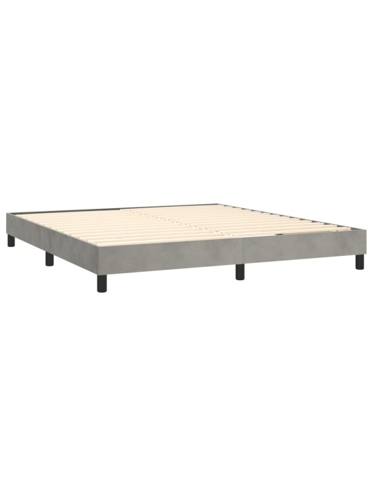 Box spring postel s matrací a LED světle šedá 160x200 cm samet