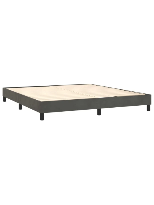 Box spring postel s matrací a LED tmavě šedá 160x200 cm samet