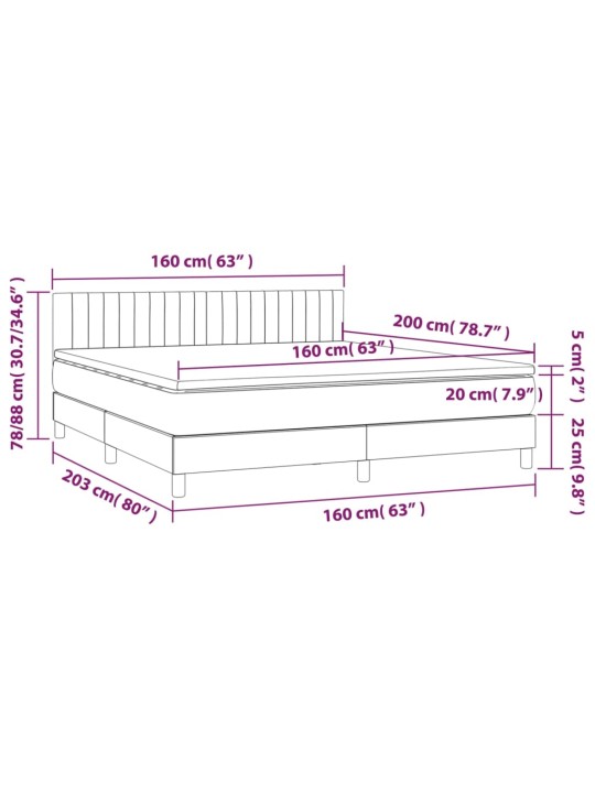 Box spring postel s matrací a LED černá 160x200 cm samet