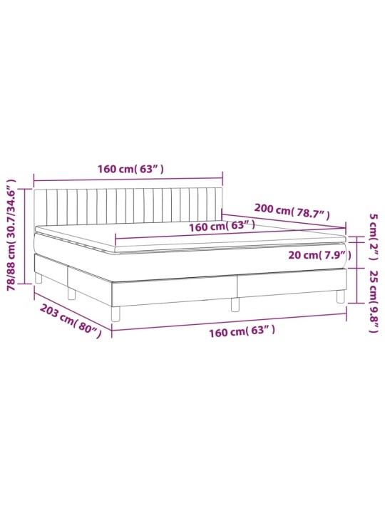 Box spring postel s matrací a LED růžová 160x200 cm samet