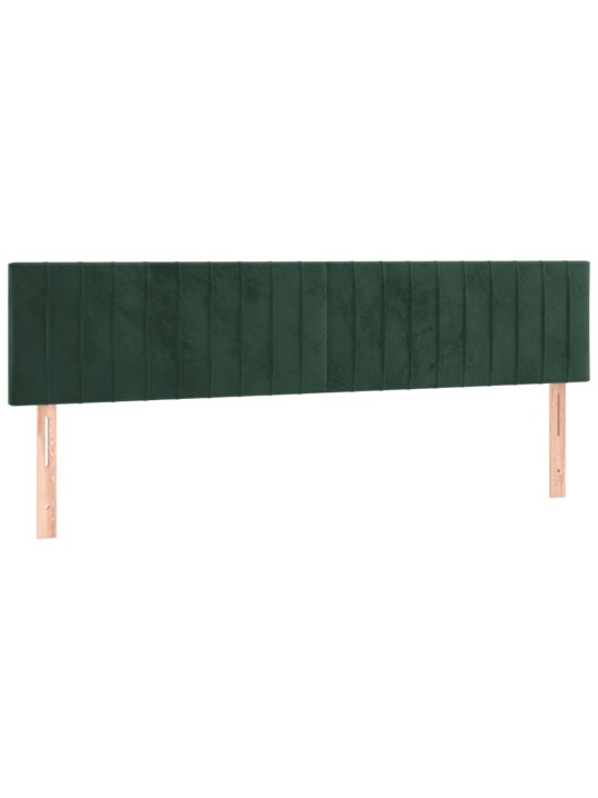 Box spring postel s matrací a led tmavě zelená 200x200 cm samet