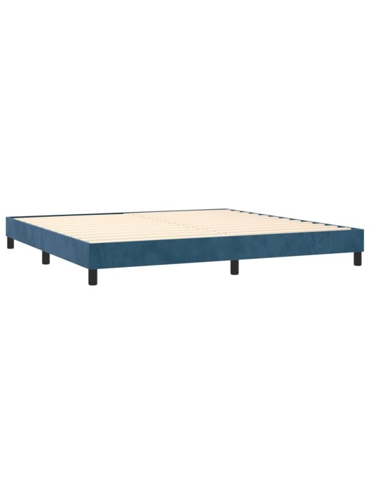 Box spring postel s matrací a LED tmavě modrá 200x200 cm samet